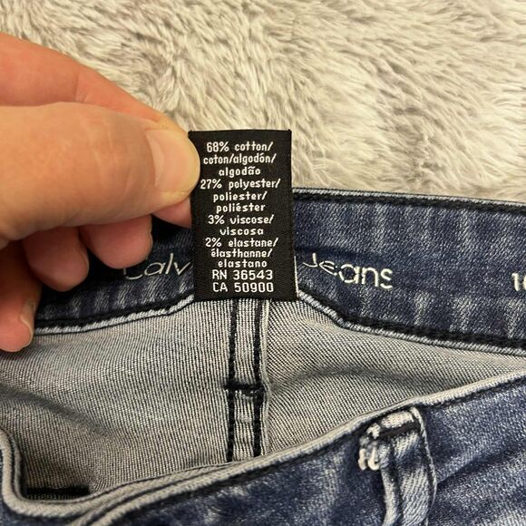 Calvin Klein Jeans Women 10 Slim Boyfriend Stretch Blue Denim Straight Leg Chic - Picture 5 of 8